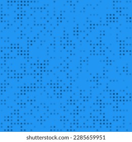 Abstract seamless geometric pattern. Mosaic background of black squares. Evenly spaced small shapes of different color. Vector illustration on blue background