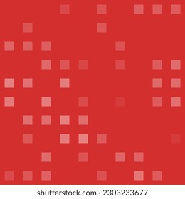Abstract seamless geometric pattern. Mosaic background of white squares. Evenly spaced big shapes of different color. Vector illustration on red background