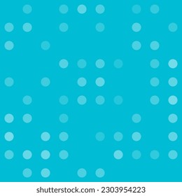 Abstract seamless geometric pattern. Mosaic background of white circles. Evenly spaced big shapes of different color. Vector illustration on cyan background