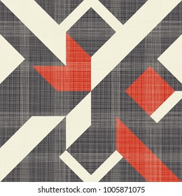 Abstract seamless geometric pattern on texture background in retro colors. Endless pattern can be used for ceramic tile, wallpaper, linoleum, textile, web page background.