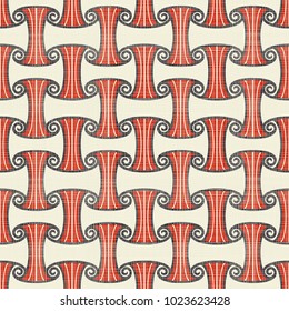 Abstract seamless geometric pattern on texture background in retro colors. Endless pattern in art deco style for ceramic tile, wallpaper, linoleum, textile, web page background