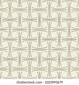 Abstract seamless geometric pattern on texture background in black and beige. Endless pattern can be used for ceramic tile, wallpaper, linoleum, textile, web page background.