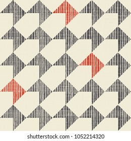 Abstract seamless geometric pattern on texture background in retro colors. Endless pattern can be used for ceramic tile, wallpaper, linoleum, textile, web page background.