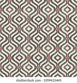 Abstract seamless geometric pattern on texture background. Art deco seamless pattern in retro colors. Vector illustration vintage design. Islam, Arabic, turkish, ottoman motifs.