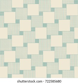 Abstract seamless geometric pattern on texture background in turquoise and beige. Endless pattern can be used for ceramic tile, wallpaper, linoleum, textile, web page background. Vector