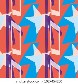 Abstract seamless geometric pattern orange blue