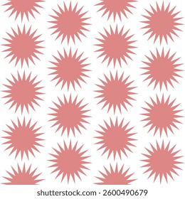 Abstract Seamless geometric pattern with pink stars on white background. Flower and star, repeat star pattern design for fabric printing repeat pattern, checkerboard, chessboard
