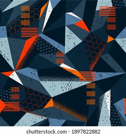 Abstract seamless geometric pattern. Polygonal repeat print for sport textile, clothes, wrapping paper.