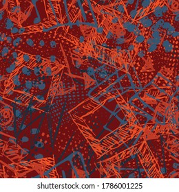 Abstract seamless geometric pattern for printing on fabric, wrapping paper. The grunge background is repetitive and multicolored. Funny Wallpaper for textiles. Creative template for fashion style