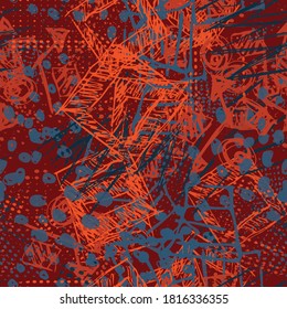 Abstract seamless geometric pattern for printing on fabric, wrapping paper. The grunge background is repetitive and multicolored. Funny Wallpaper for textiles. Creative template for fashion style
