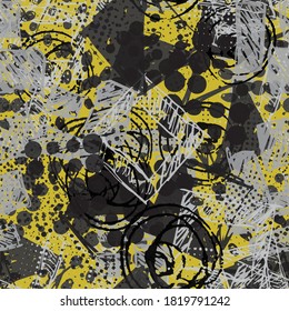 Abstract seamless geometric pattern for printing on fabric, wrapping paper. The grunge background is repetitive and multicolored. Funny Wallpaper for textiles. Creative template for fashion style