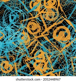 Abstract seamless geometric pattern for printing on fabric, wrapping paper. The grunge background is repetitive and multicolored. Funny Wallpaper for textiles. Creative template for fashion style