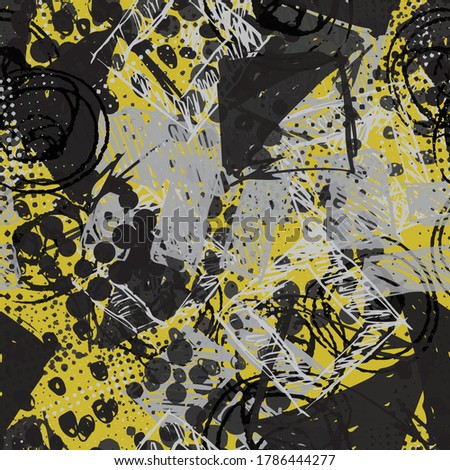 Abstract seamless geometric pattern for printing on fabric, wrapping paper. The grunge background is repetitive and multicolored. Funny Wallpaper for textiles. Creative template for fashion style