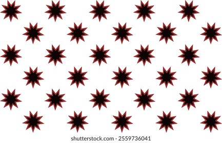 Abstract Seamless geometric pattern with red and black stars on white background. Flower and star, repeat star pattern design for fabric printing repeat pattern, checkerboard, chessboard