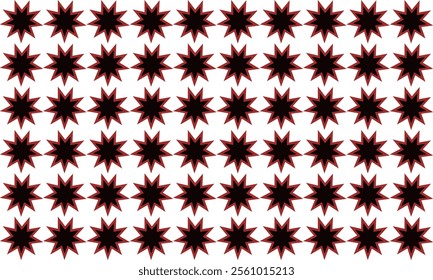 Abstract Seamless geometric pattern with red and black stars on white background. Flower and star, repeat star pattern design for fabric printing repeat pattern, checkerboard, chessboard