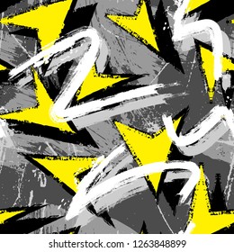Abstract seamless geometric pattern. Repeated backdrop for boys, guys, sport, textile. Chaotic grunge background with white, texture and directing arrow.Creative Original design.