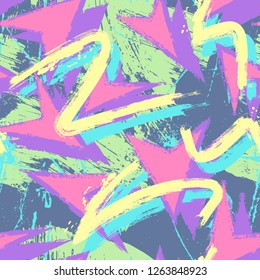 Abstract seamless geometric pattern. Repeated backdrop for boys, guys, sport, textile. Chaotic grunge background with white, texture and directing arrow.Creative Original design.