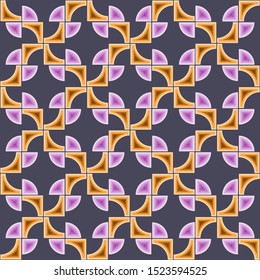 Abstract  seamless geometric pattern with semicircles and quadrants