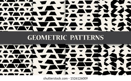 Abstract seamless geometric pattern set. Halftone background pattern design. Vector illustration.