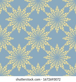 Abstract seamless geometric pattern with snowflakes or stylized flowers . Repeating background. Simple Christmas drawing. Vector.
