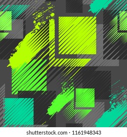 Abstract seamless geometric pattern. Squares repeating wall. Grunge repeated backdrop for sportish textile, clothes, wrapping paper. 