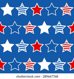 Abstract Seamless geometric pattern with stars on a blue background. Vector illustration