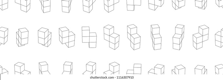 Abstract seamless geometric pattern. A three-dimensional shape in space. Designer details.