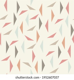   Abstract seamless geometric pattern with triangles in retro colors. Endless pattern can be used for ceramic tiles, wallpapers, linoleum, textiles, web page backgrounds. Vector 
