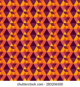 Abstract seamless geometric pattern of triangles in colors of sunset
