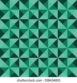 Abstract seamless geometric pattern. Triangles and squares. Mono greens. Can be used for printing, fabric and web design.