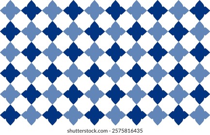 Abstract Seamless geometric pattern with two tone blue stars checkerboard background, repeat star pattern design for fabric printing, star patter