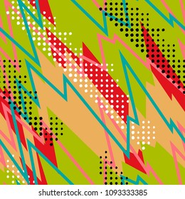 Abstract seamless geometric pattern with urban elements. Wallpaper for boys, girls. Creative original repeated backdrop