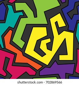 Abstract seamless geometric pattern with urban elements. Graffiti