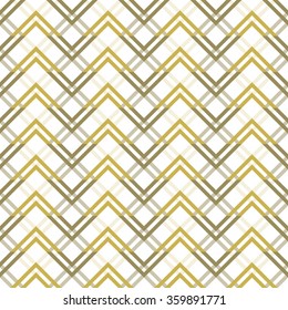 Abstract seamless geometric pattern with varicolored zigzag elements. Endless zig zag print in white and shades of sand colors. Modern tracery for stylish creative design. Vector illustration