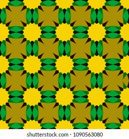 Abstract seamless geometric pattern. Vector illustration. Abstract color sunflowers.