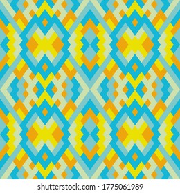 Abstract seamless geometric pattern in vector. Simple texture. Background in yellow and blue colors