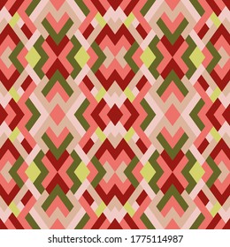 Abstract seamless geometric pattern in vector. Simple texture. Background in red and green colors