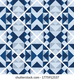Abstract seamless geometric pattern in vector. Simple texture of rhombus. Background in gray and blue colors