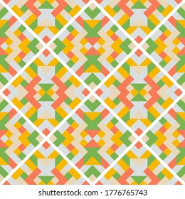Abstract seamless geometric pattern in vector. Simple bright texture of rhombus. Background in yellow and green colors