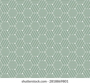 Abstract seamless geometric pattern in vector format. Features elegant interlocking curves similar to knots and tri directional tiles.