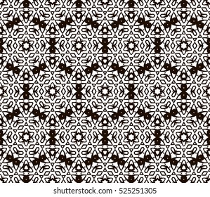 Abstract seamless geometric pattern. Vector illustration. Pattern of geometric and floral elements. Image of repeating and alternating constituent elements. Decorative black and white ornament
