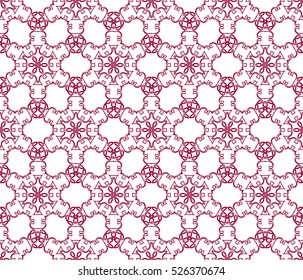 Abstract seamless geometric pattern. Vector illustration. Pattern of geometric and floral elements. Image of repeating and alternating constituent elements. Decorative red ornament