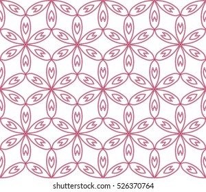 Abstract seamless geometric pattern. Vector illustration. Pattern of geometric and floral elements. Image of repeating and alternating constituent elements. Decorative red ornament