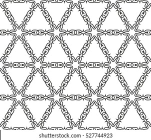 Abstract seamless geometric pattern. Vector illustration. Pattern of geometric and floral elements. Image of repeating and alternating constituent elements. Decorative red ornament