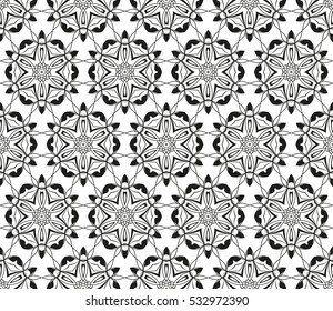 Abstract seamless geometric pattern. Vector illustration. Image repeating and alternating constituent elements. Decorative black and white ornament