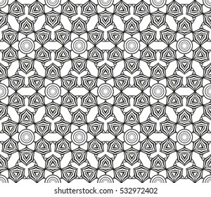 Abstract seamless geometric pattern. Vector illustration. Image repeating and alternating constituent elements. Decorative black and white ornament
