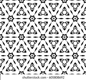 Abstract seamless geometric pattern. Vector illustration. Image repeating and alternating constituent elements. Decorative black and white ornament