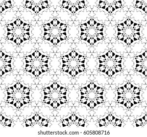 Abstract seamless geometric pattern. Vector illustration. Image repeating and alternating constituent elements. Decorative black and white ornament