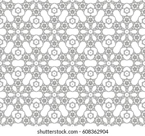 Abstract seamless geometric pattern. Vector illustration. Image repeating and alternating constituent elements. Decorative black and white ornament