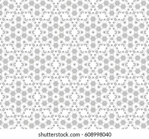Abstract seamless geometric pattern. Vector illustration. Image repeating and alternating constituent elements. Decorative black and white ornament